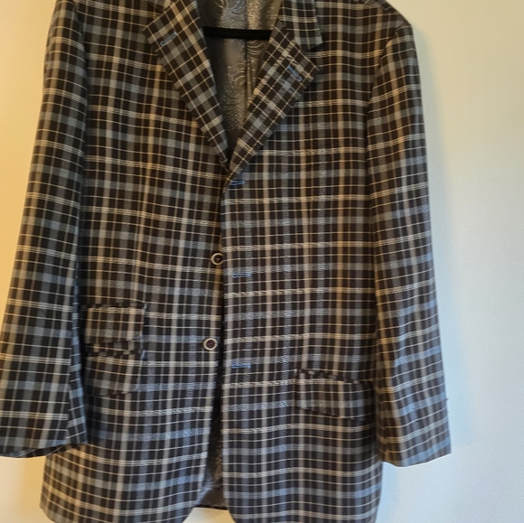 TAYLON MEN'S THREE PIECE SUIT CLASSIC JACKET 42L VEST 42L PANTS WAIST 38L PLAID - Picture 2 of 13